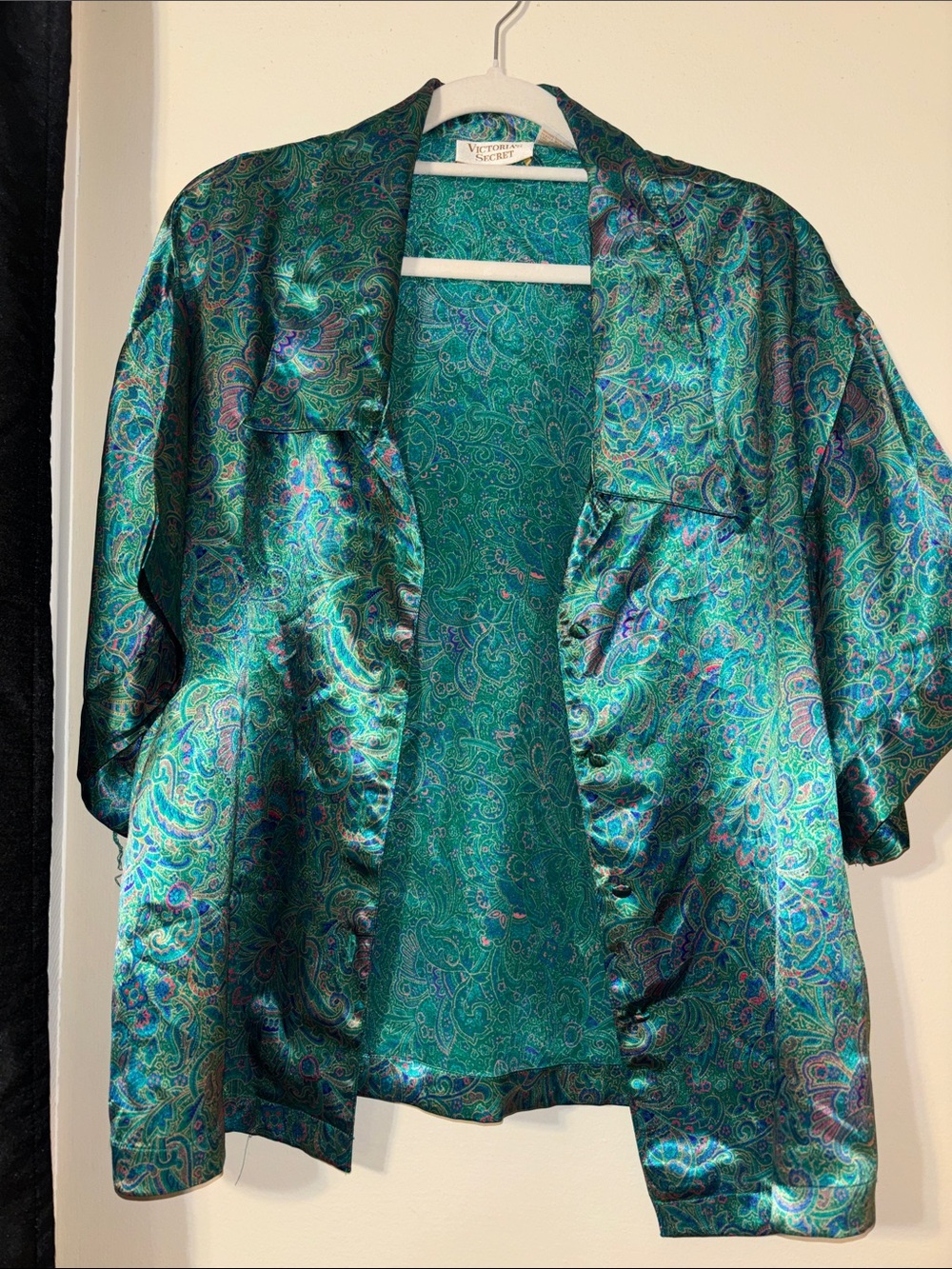 Victoria's Secret Teal Paisley Satin Kimono Jacket